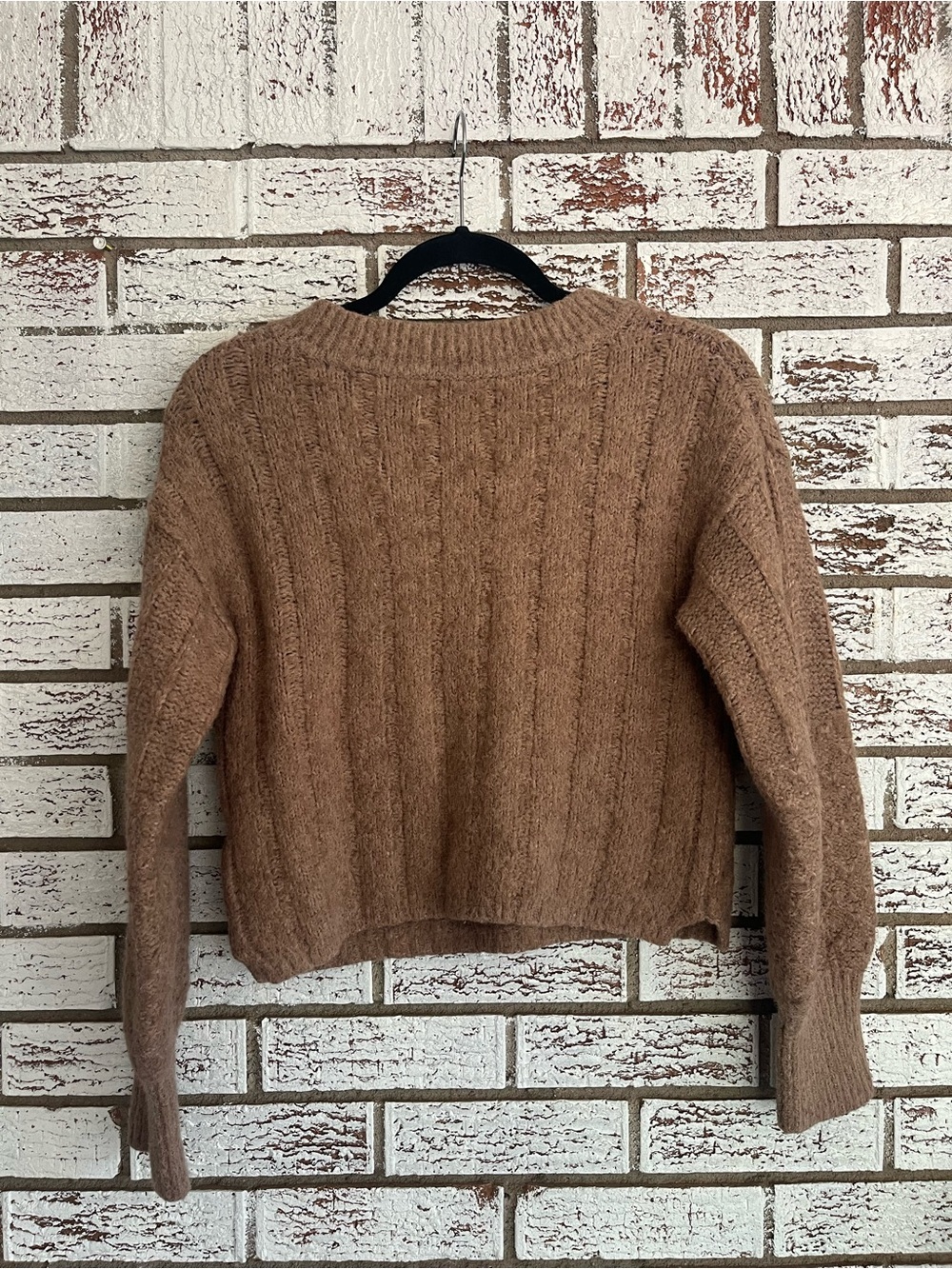 Anthropologie Pilcro Maggie Rib Knit V Neck Sweater Brown Long Sleeve S - Picture 6 of 8
